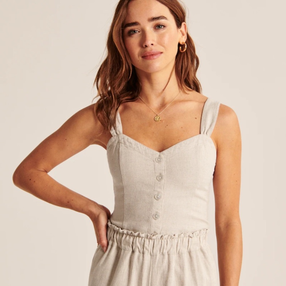 Wide strap cream tank